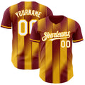 Custom Crimson White-Gold Gradient Classic Vertical Stripe Authentic Baseball Jersey