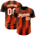 Custom Brown White-Orange Gradient Classic Vertical Stripe Authentic Baseball Jersey