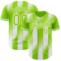 Custom Neon Green-White Gradient Classic Vertical Stripe Authentic Baseball Jersey