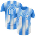 Custom Electric Blue-White Gradient Classic Vertical Stripe Authentic Baseball Jersey