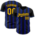 Custom Black Gold-Royal Classic Vertical Stripe Fluid Liquid Texture Authentic Baseball Jersey