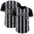 Custom Black-Gray Classic Vertical Stripe Fluid Liquid Texture Authentic Baseball Jersey