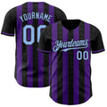 Custom Black Light Blue-Purple Classic Vertical Stripe Fluid Liquid Texture Authentic Baseball Jersey