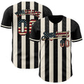 Custom Black Vintage USA Flag-Cream Classic Vertical Stripe Fluid Liquid Texture Authentic Baseball Jersey