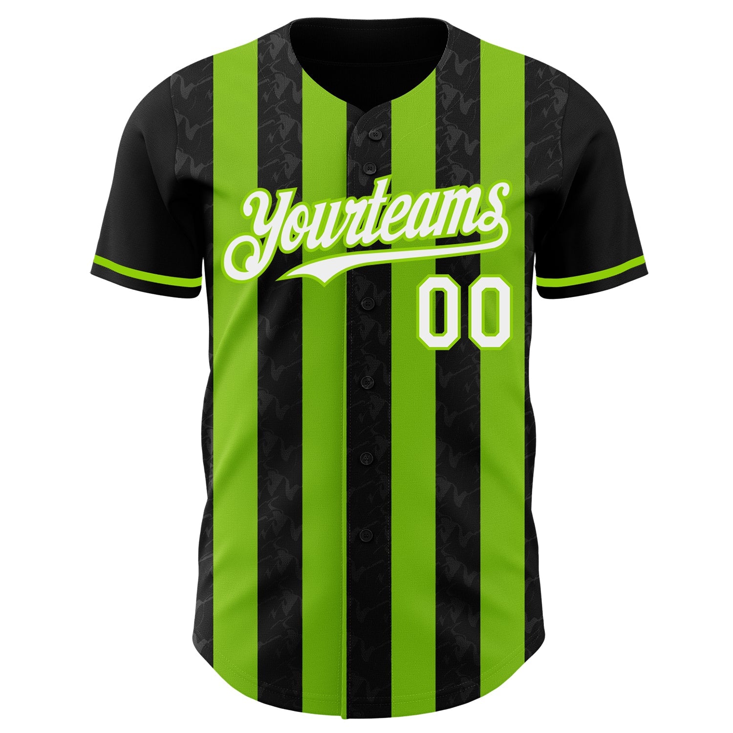 Custom Black White-Neon Green Classic Vertical Stripe Fluid Liquid Texture Authentic Baseball Jersey