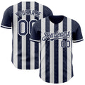 Custom Navy-White Classic Vertical Stripe Fluid Liquid Texture Authentic Baseball Jersey