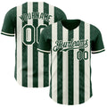 Custom Green Cream-Cream Classic Vertical Stripe Fluid Liquid Texture Authentic Baseball Jersey