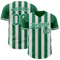 Custom Kelly Green-White Classic Vertical Stripe Fluid Liquid Texture Authentic Baseball Jersey