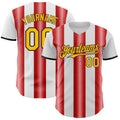 Custom White Gold Red-Black Gradient Vertical Stripe Argentina Style Authentic Baseball Jersey