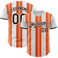 Custom White Brown-Orange Gradient Vertical Stripe Argentina Style Authentic Baseball Jersey
