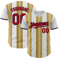 Custom White Red Old Gold-Navy Gradient Vertical Stripe Argentina Style Authentic Baseball Jersey