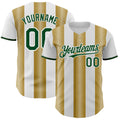 Custom White Green-Old Gold Gradient Vertical Stripe Argentina Style Authentic Baseball Jersey
