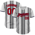 Custom White Red Steel Gray-Navy Gradient Vertical Stripe Argentina Style Authentic Baseball Jersey