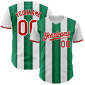 Custom White Red-Kelly Green Gradient Vertical Stripe Argentina Style Authentic Baseball Jersey