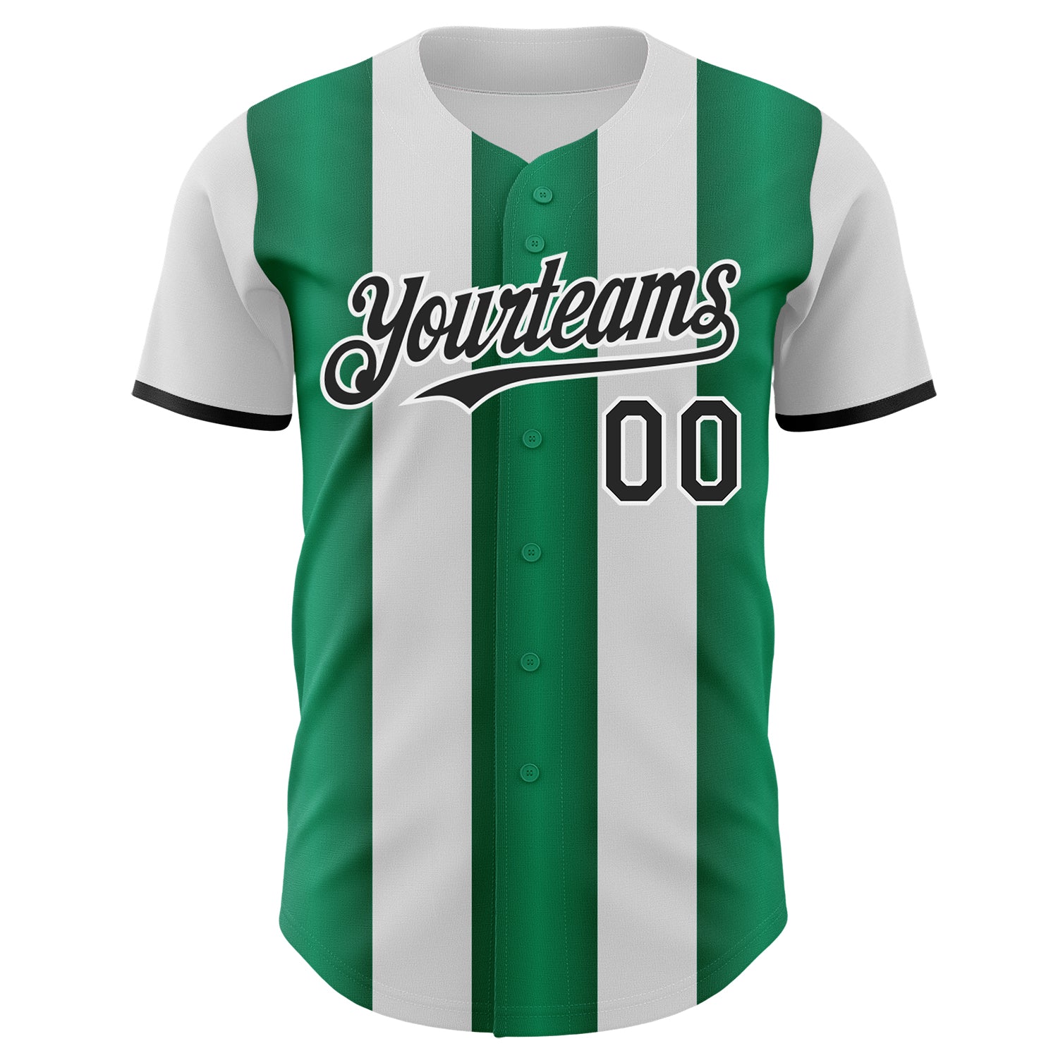 Custom White Black-Kelly Green Gradient Vertical Stripe Argentina Style Authentic Baseball Jersey