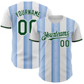 Custom White Green-Light Blue Gradient Vertical Stripe Argentina Style Authentic Baseball Jersey