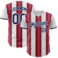 Custom White Navy-Crimson Gradient Vertical Stripe Argentina Style Authentic Baseball Jersey