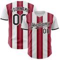 Custom White Black-Crimson Gradient Vertical Stripe Argentina Style Authentic Baseball Jersey