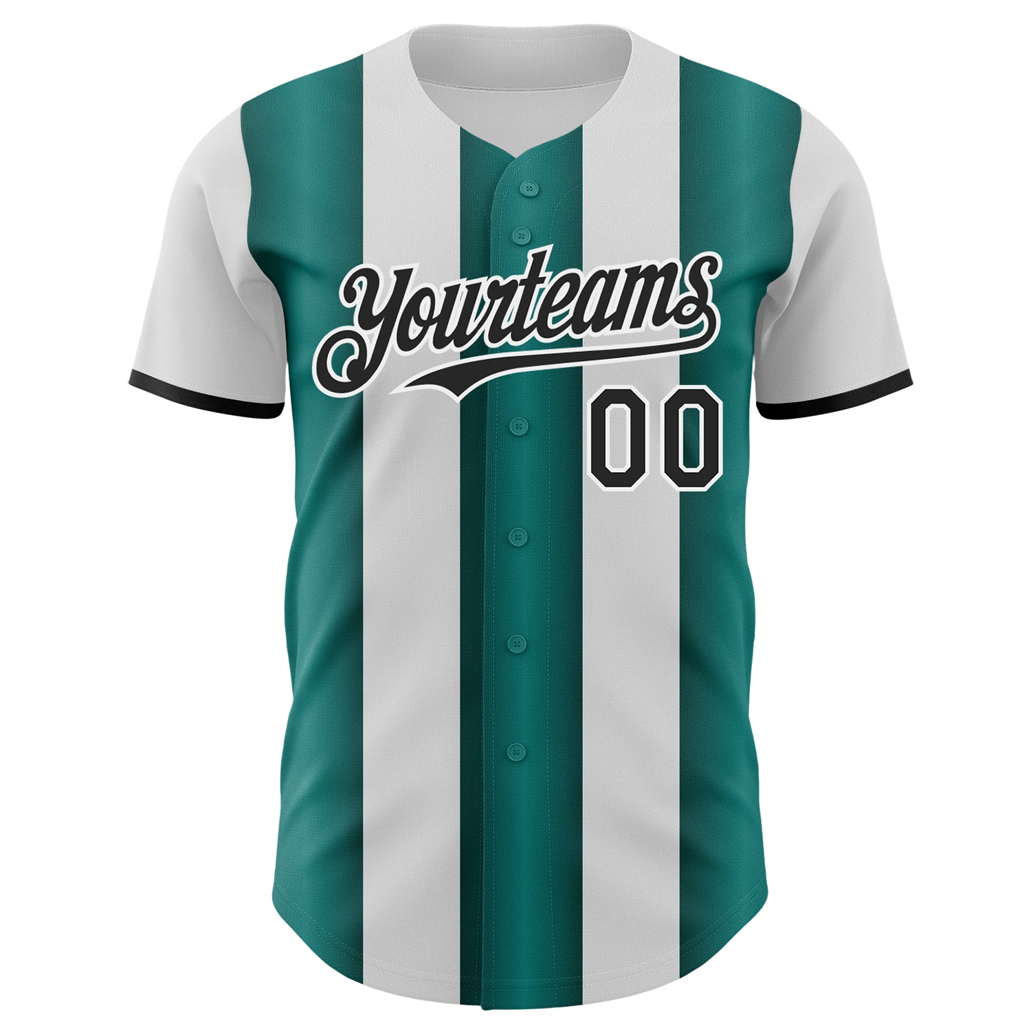 Custom White Black-Midnight Green Gradient Vertical Stripe Argentina Style Authentic Baseball Jersey