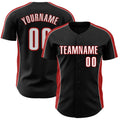 Custom Black White-Red Classic Color Block Side Panel Stripe Authentic Baseball Jersey
