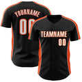 Custom Black White-Orange Classic Color Block Side Panel Stripe Authentic Baseball Jersey