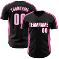 Custom Black White-Pink Classic Color Block Side Panel Stripe Authentic Baseball Jersey