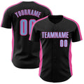 Custom Black Light Blue-Pink Classic Color Block Side Panel Stripe Authentic Baseball Jersey