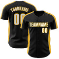 Custom Black White-Gold Classic Color Block Side Panel Stripe Authentic Baseball Jersey