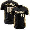 Custom Black White-Old Gold Classic Color Block Side Panel Stripe Authentic Baseball Jersey