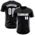Custom Black White-Gray Classic Color Block Side Panel Stripe Authentic Baseball Jersey