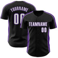 Custom Black White-Purple Classic Color Block Side Panel Stripe Authentic Baseball Jersey