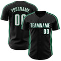 Custom Black White-Kelly Green Classic Color Block Side Panel Stripe Authentic Baseball Jersey