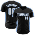 Custom Black White-Light Blue Classic Color Block Side Panel Stripe Authentic Baseball Jersey