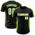 Custom Black White-Neon Green Classic Color Block Side Panel Stripe Authentic Baseball Jersey