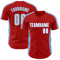 Custom Red White-Light Blue Classic Color Block Side Panel Stripe Authentic Baseball Jersey
