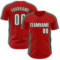 Custom Red White-Kelly Green Classic Color Block Side Panel Stripe Authentic Baseball Jersey