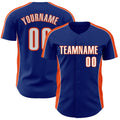 Custom Royal White-Orange Classic Color Block Side Panel Stripe Authentic Baseball Jersey