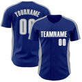 Custom Royal White-Gray Classic Color Block Side Panel Stripe Authentic Baseball Jersey