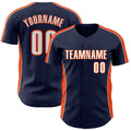 Custom Navy White-Orange Classic Color Block Side Panel Stripe Authentic Baseball Jersey
