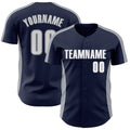 Custom Navy White-Gray Classic Color Block Side Panel Stripe Authentic Baseball Jersey