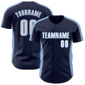 Custom Navy White-Light Blue Classic Color Block Side Panel Stripe Authentic Baseball Jersey