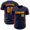 Custom Navy Gold-Crimson Classic Color Block Side Panel Stripe Authentic Baseball Jersey