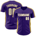 Custom Purple White-Old Gold Classic Color Block Side Panel Stripe Authentic Baseball Jersey