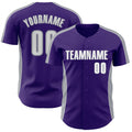 Custom Purple White-Gray Classic Color Block Side Panel Stripe Authentic Baseball Jersey