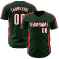 Custom Green White-Red Classic Color Block Side Panel Stripe Authentic Baseball Jersey