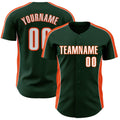 Custom Green White-Orange Classic Color Block Side Panel Stripe Authentic Baseball Jersey