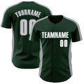 Custom Green White-Gray Classic Color Block Side Panel Stripe Authentic Baseball Jersey