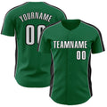 Custom Kelly Green White-Black Classic Color Block Side Panel Stripe Authentic Baseball Jersey