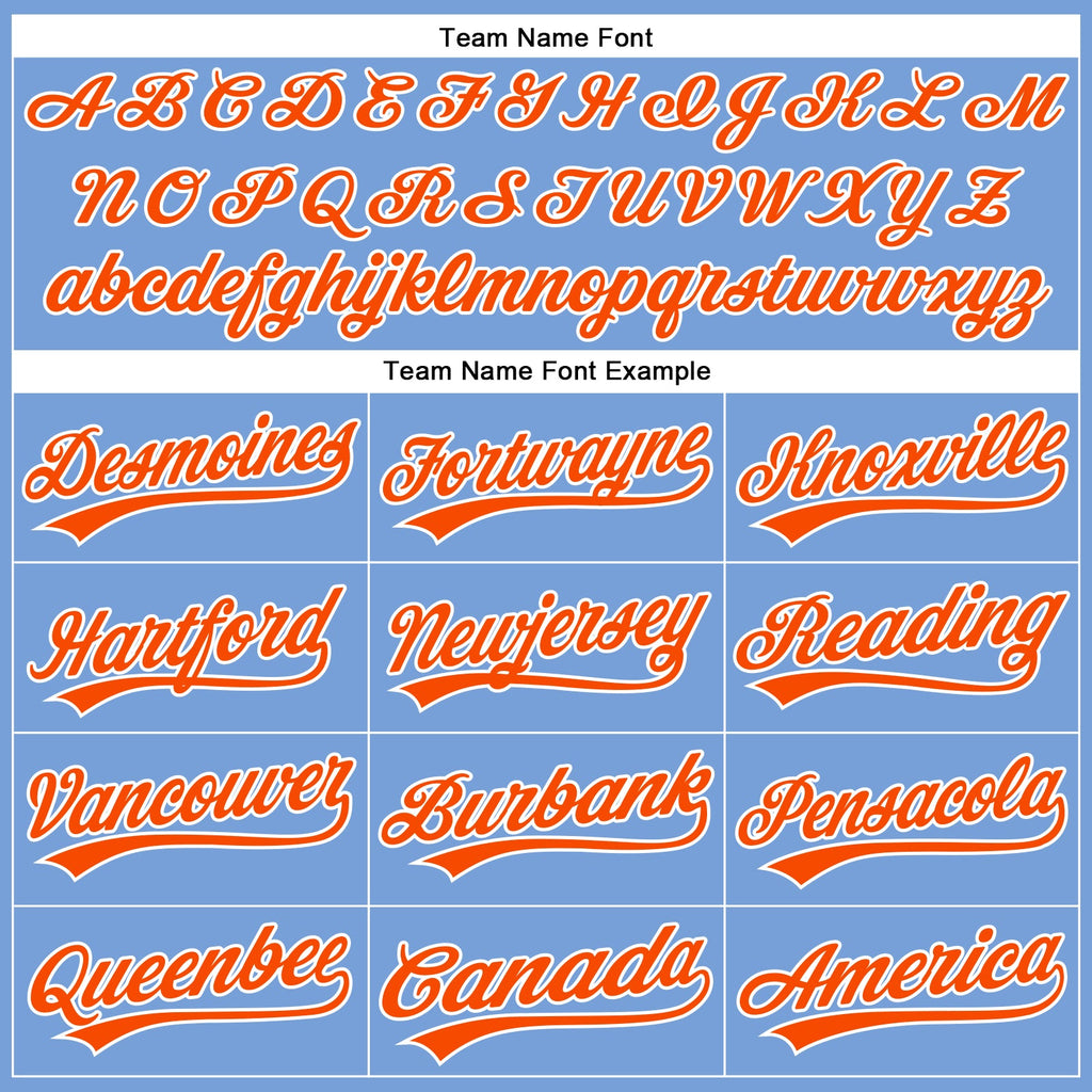 Custom Powder Blue Orange-White Authentic Baseball Jersey