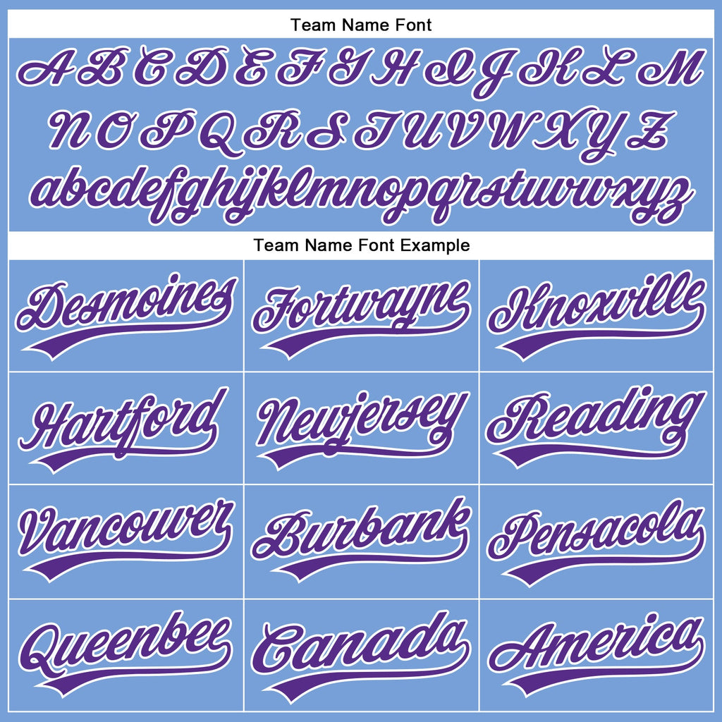 Custom Powder Blue Purple-White Authentic Baseball Jersey